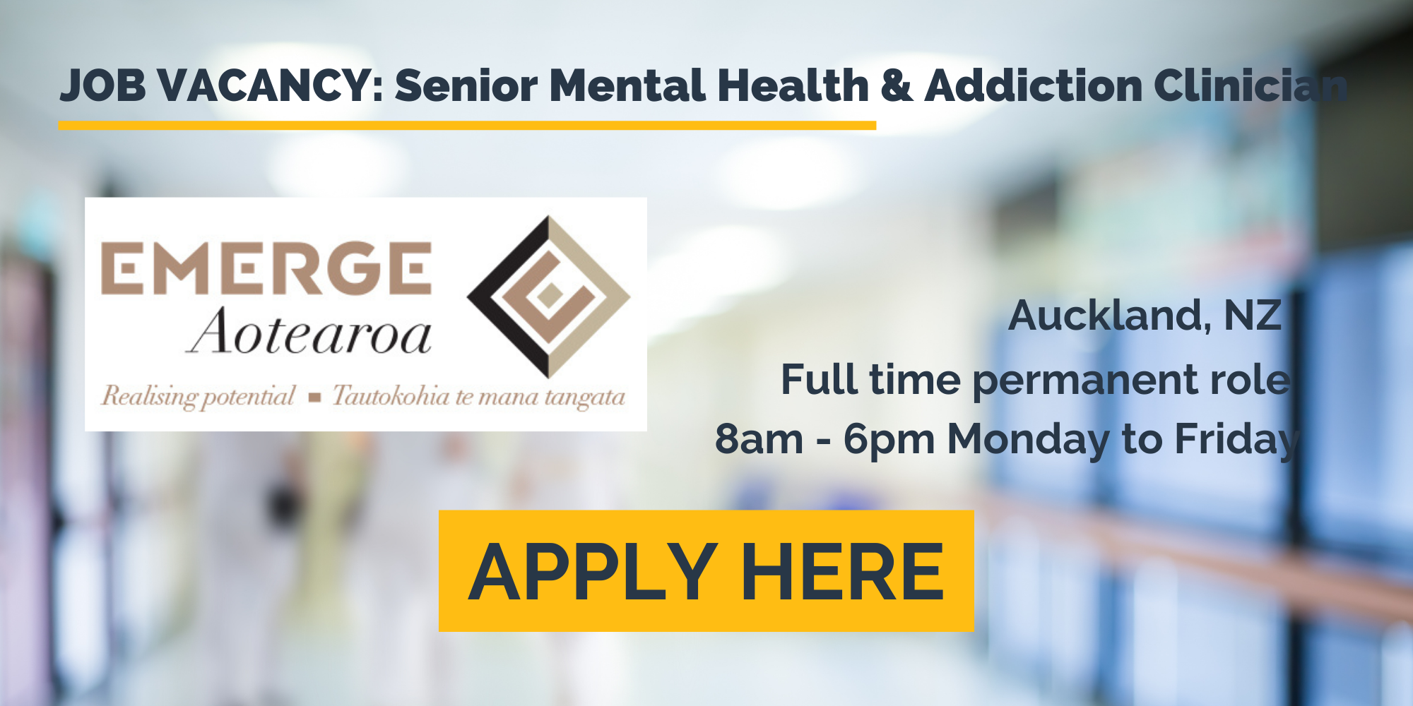 Job Vacancy Senior Mental Health and Addiction Clinician NZ
